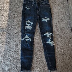 American Eagle Outfitters Ripped Dark Blue Skinny Jeans